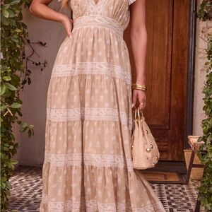 Vici Beige Patterned Maxi Dress